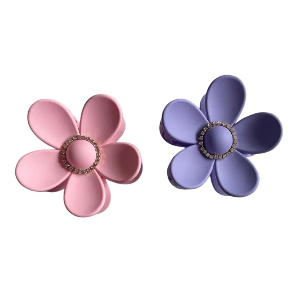 NWOT Sunday State Flower Claw Clips Pink and Purple w/ Rhinestones